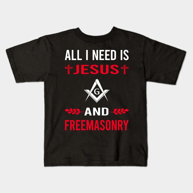 I Need Jesus And Freemasonry Freemason Masonry Kids T-Shirt by Bourguignon Aror